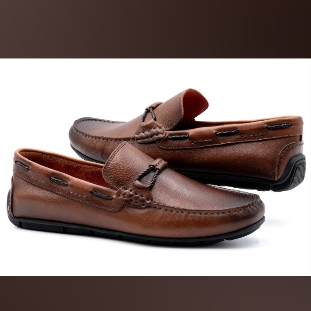 *FINAL PRICE* Martin Dingman Mens Bermuda Pebble Leather Braided Bit Loafers